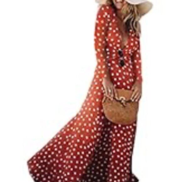 Red Polka Dot Maxi Dress - Picture 1 of 3